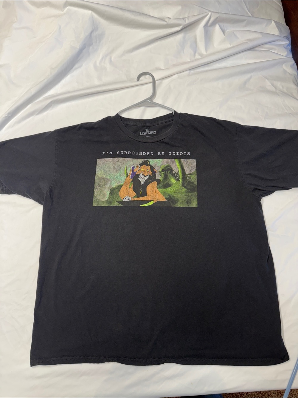 Disney Black Lion King Scar Graphic Tee with Color Illustration